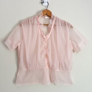 Vintage Jolene Sheer Top Pale Pink Coquette Cottage Romantic 50s Style Blouse
